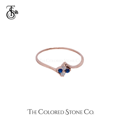 Starlace Ring - 18K RG - Natural Blue Sapphire & Natural Diamonds