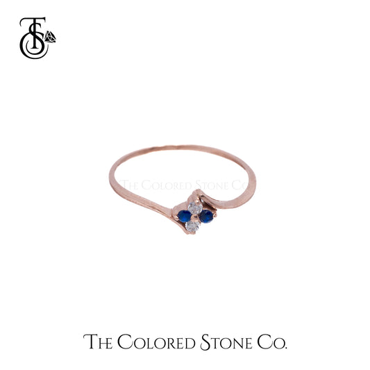 Starlace Ring - 18K RG - Natural Blue Sapphire & Natural Diamonds