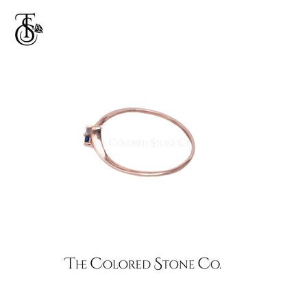 Starlace Ring - 18K RG - Natural Blue Sapphire & Natural Diamonds