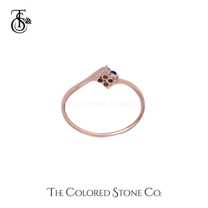 Starlace Ring - 18K RG - Natural Blue Sapphire & Natural Diamonds