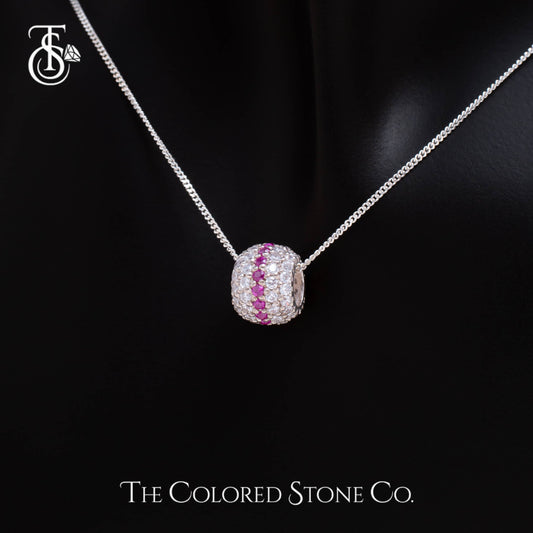 Mini Echo Pendant - Lab Ruby & American Diamond