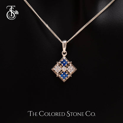 Tessera Pendant - Lab Sapphire & American Diamond