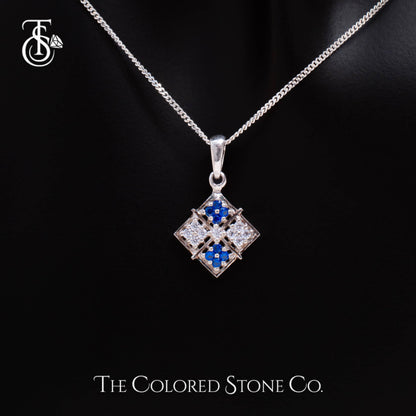 Tessera Pendant - Lab Sapphire & American Diamond