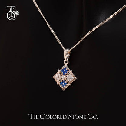 Tessera Pendant - Lab Sapphire & American Diamond